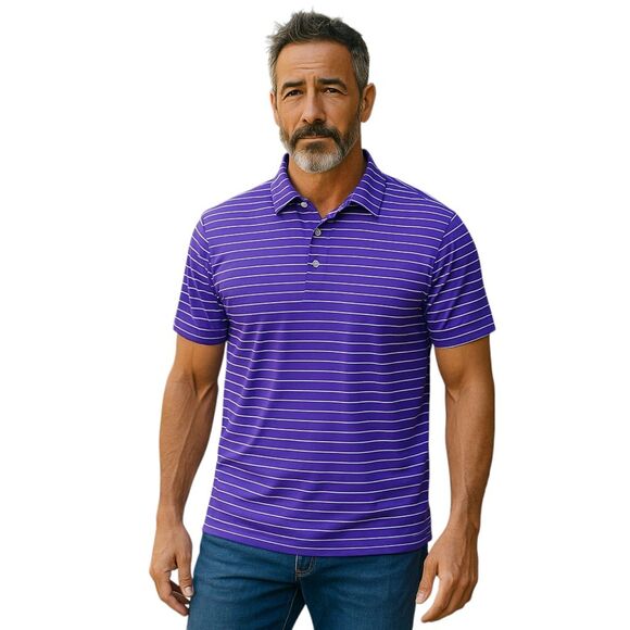 Donald Ross XL Stripe Polo Men's Golf Shirt - Picture 1 of 7
